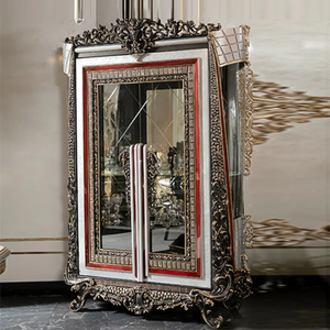 Ensemble de table à manger de style européen classique de luxe en acajou massif, buffet d'appoint argenté, noir et rouge, meubles de salle à manger - Product Image 5