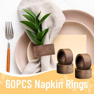 60pcs Wooden Napkin Rings Handmade <b>Dining</b> <b>Table</b> Napkin Holder <b>Rustic</b> <b>Wood</b> Napkin Holders Bulk for Weddings Events 2 Inch - Product Image 3