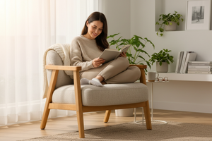 Fauteuil d'appoint ergonomique capitonné, confortable, pour la lecture, la chambre, le salon, le bureau - Product Image 4