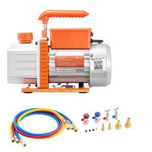 Pompa per vuoto HVAC a palette rotative monostadio 4.5 CFM 1/3 HP, kit manometri AC, set manometri per pompa per vuoto AC per R134a R22 - Product Image 1