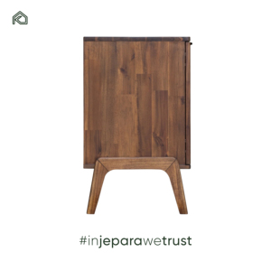 Meuble TV en teck massif de style campagnard américain, armoire latérale vintage pour salle à manger, meuble de salon avec tiroirs, personnalisation possible - Iva - Product Image 4