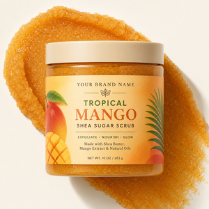 Gommage corporel exfoliant et nourrissant au sucre de mangue tropicale et au beurre de karité avec huiles essentielles, marque privée OEM en gros pour la vente en gros - Product Image 1