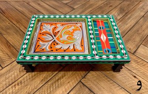 Juego de Platos Rectangulares de Madera de Acacia Premium con Diseño Tradicional de Cuerda Charpai para Uso en la Cocina del Hogar en Ramadán y Diwali - Product Image 5