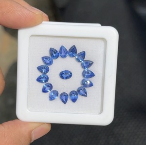 Saphir bleu naturel, pierre précieuse facettée, pierre précieuse pour la fabrication de bijoux, vente en gros, forme poire et 1 pièce ovale 7x5mm - Product Image 3