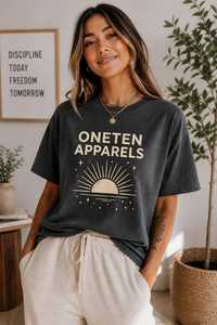 เสื้อยืดผู้หญิงฤดูร้อน สีกรมท่า ผ้าฝ้ายนุ่ม สวมใส่สบาย แขนสั้น ระบายอากาศได้ดี คุณภาพสูง ปรับแต่งได้ ล้างสีแบบแอซิด ทรงหลวมไหล่ตก - Product Image 6