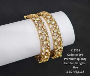 Juego de brazaletes Kundan 12365, chapados en oro, de latón, estilo étnico, para bodas, fiestas, joyería nupcial para mujer - Product Image 3