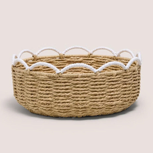 Plateau de service en papier festonné tissé à la main, organisateur en jonc de mer naturel, plateau décoratif pour rangement et présentation sur table à manger - Product Image 4