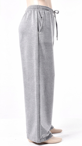 Custom Men's Baggy Cotton Fleece Sweatpants Wide Leg <b>Drawstring</b> <b>Trousers</b> Winter Warm Loose Fit Casual Streetwear Pants OEM - Product Image 3