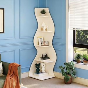 Estantería de Esquina Moderna, Diseño de Librería Elegante y Contemporáneo - Product Image 1