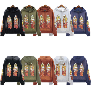 Sudaderas con capucha extragrandes con estampado de diamantes de imitación y efecto desgastado por el sol, personalizadas Glory, para ropa urbana y casual, unisex, venta al por mayor OEM - Product Image 1