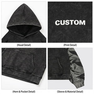 Sudadera con Capucha Sunfaded de 450 g/m² para Hombre, 100% Algodón, Felpa Francesa, Mangas en Contraste, Estampado Gráfico, Corte Holgado, Estilo Urbano - Product Image 3