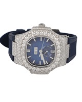 Reloj de Lujo para Hombre, Completamente Adornado con Diamantes Moissanite, Acero Inoxidable, Movimiento de Cuarzo, Esfera con Incrustaciones D VVS, Verificador de Diamantes