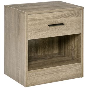 "Modern Grey Wood <b>Side</b> <b>Table</b> with <b>Drawer</b> & Bottom Shelf for Living Room or Bedroom" - Product Image 1