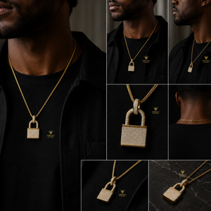 Pass Diamond Tester Stock Third Party Certified Iced Out Hip Hop Gold Plated 925 Silver Moissanite Diamond <b>Lock</b> Pendant <b>Necklace</b> - Product Image 2