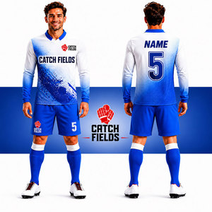 เสื้อฟุตบอลพิมพ์ลายแบบ Heat-Transfer ประเทศไทย ชุดยูนิฟอร์มสั่งทำพิเศษ ระบายอากาศได้ดี สไตล์เรโทร แขนสั้น สำหรับทีมฟุตบอล ทั้งชายและหญิง - Product Image 1