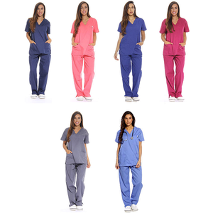 Ensemble de blouses et pantalons de travail pour femmes, col en V, orange, coton et polyester, style jogger, uniforme d'hôpital, vêtements de travail pour infirmières - Product Image 2