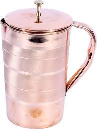Pure Copper Water <b>Jug</b> for <b>Drinking</b> Water Ayurvedic Handle Lid Handmade High Quality Customized Logo Kitchen Dining Serveware - Product Image 5