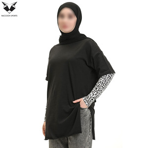 Camisetas Negras Modestas para Mujer, Blusa Túnica de Manga Larga con Capas, Último Estilo de Moda Modesta para Uso Casual y Deportivo - Product Image 2