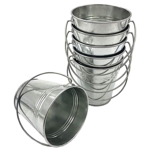 Wholesale Mini Metal <b>Buckets</b> with Handles Galvanized <b>Tin</b> Pails Silver Favor <b>Buckets</b> for Wedding Party Favor Containers and Candy - Product Image 2