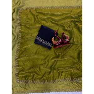 Hermosos vestidos de noche elegantes Jarkhan Diamond Work Party Wear Saree - Product Image 6