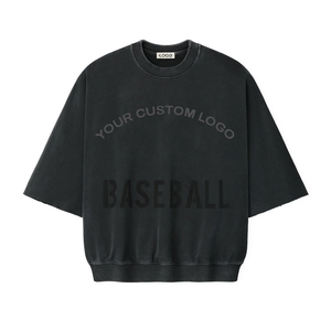 Sweat-shirt surdimensionné en coton de qualité supérieure pour homme, coupe baseball, manches coupées, en tissu éponge épais, style streetwear, OEM, décontracté, personnalisable, marque privée - Product Image 1