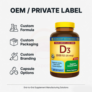 Capsules de vitamine D3 certifiées GMP, 1000 UI, 25 mcg, soutien immunitaire, santé osseuse, fabricants de compléments alimentaires - Product Image 2