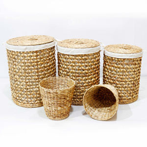 Cesta de Lavandería Plegable de Jacinto de Agua Natural de Alta Calidad, Hecha a Mano en Vietnam, Color Personalizado, Cesta Sostenible - Product Image 1