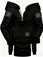 Custom Men's Hooded Sweatshirt 100% Cotton French Terry Fleece Oversized Autumn Logo Text Print Personalized Design Left Sleeve