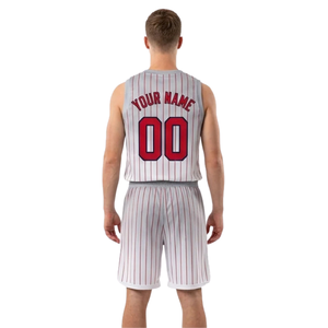 Conjunto de uniforme de baloncesto personalizado para hombre, camiseta sin mangas con cuello en V, pantalones cortos a juego con número y nombre, secado rápido, ecológico, 100% - Product Image 2