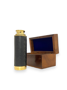 15 Inch Brass Leather Mounted Telescope with Polished Finish and Wooden Box Vintage <b>Nautical</b> <b>Decorative</b> Spyglass Creative Home - Product Image 4