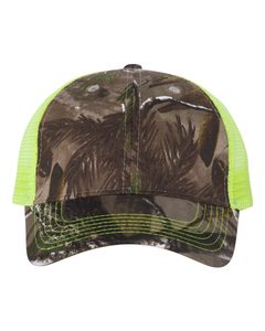 Unisex Camouflage Trucker <b>Cap</b> Mesh Fabric Adjustable Back Outdoor Casual Spring Summer 6-Panel Hat Neon Green Trim - Product Image 1
