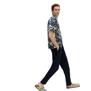 Men’s Pure Cotton Floral Print Short Sleeve Casual Shirt Lightweight Breathable Summer Beach Vacation Button <b>Down</b> Top - Product Image 4