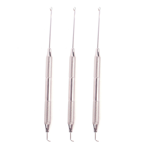 Dual Ended Stainless Steel Hair Extension Pulling <b>Needle</b> Tool Textured Handle Latch Hook Loop <b>Threader</b> Reusable Salon Use for - Product Image 1