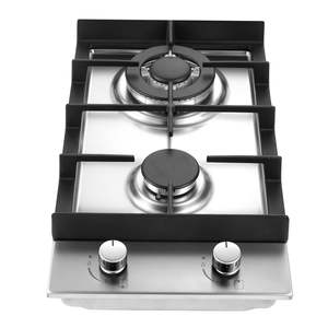 Table de cuisson à gaz en acier inoxydable à 2 brûleurs, 12 pouces, convertible NG/GPL - Product Image 1