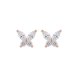 Pendientes de Mariposa con Moissanita, Color DEF, Claridad VS VVS, Certificación IGI, Oro Sólido de 10K, 14K, 18K, Diamantes de Laboratorio Marquise y Redondos - Product Image 5