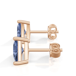 Rose Gold Plated Sterling <b>Silver</b> Trillion Cut Prong <b>Set</b> Blue Sapphire <b>Stud</b> <b>Earrings</b> Classic Women's Jewelry Heerani Jewels Water - Product Image 4