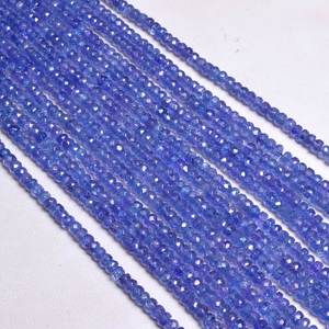 Perles facettées en Tanzanite bleue, forme Rondelle, 4 mm, pierre naturelle, évaluation tierce, marque Chakralume, pour la fabrication de bijoux - Product Image 1