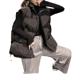 Chaleco de hombro de algodón holgado para mujer nuevo 2023 Otoño/Invierno Color sólido acolchado chaqueta con cuello levantado estilo coreano Chaleco de plumón - Product Image 4