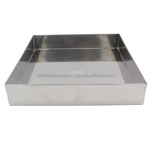 Bandeja de Servicio Rectangular de Acero Inoxidable, Acabado Pulido, Apta para Lavavajillas, Hecha a Mano, Estilo Americano, Grado Alimenticio, para Servir Dulces, Comercial - Product Image 1