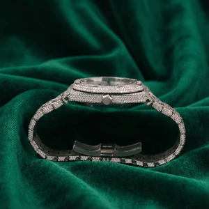 Montre automatique de luxe entièrement sertie de moissanite, en acier inoxydable, saphir, étanche, style diamant, pour homme et femme - Product Image 4