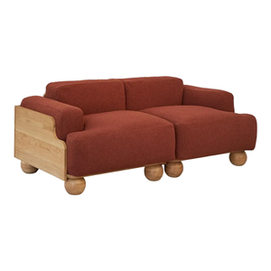 Sofá Esquinero Convertible Extensible de Madera Maciza de Lujo Moderno Personalizado de 2 Plazas con Tela Roja para Sala de Estar, Hogar u Hotel - Product Image 4