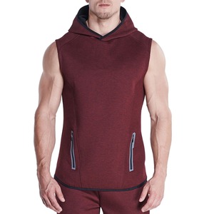 Hoodie sans manches pour homme, 100% coton, uni, hiver, gym, musculation, hoodies sans manches - Product Image 3