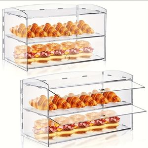 Vitrina de Acrílico Transparente de 2 Niveles para Exhibición de Productos de Panadería, Donuts, Pan, Cupcakes y Frutas - Product Image 4