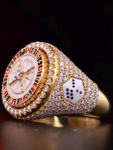 Bague de Luxe pour Homme, Style Casino Hip Hop, avec Roue de Roulette en Argent Entièrement Sertie de Moissanite, Détail Dés et Finition Diamantée - Product Image 2