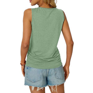 cotton spandex women <b>sleeveless</b> fitness gym workout breathable stretch tank <b>top</b> - Product Image 4