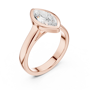 2CT 18K Rose Gold Marquise Cut Lab Grown Diamond Bezel Modern Engagement Ring Custom Fine Jewelry Wedding Ring IGI Certified - Product Image 2