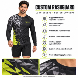 เสื้อรัดกล้ามเนื้อแขนยาวสำหรับทีมแบบกำหนดเอง สำหรับกีฬา BJJ กราปลิง MMA ฝึกซ้อมเพิ่มประสิทธิภาพการเล่นกีฬา ป้องกันรังสียูวี 50+ ระบายอากาศได้ดี พร้อมบริการสกรีนแบรนด์ - Product Image 6