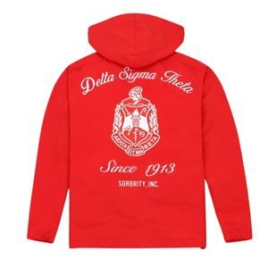 Giacca a Vento Rossa Delta Sigma Theta per Donne, Leggera e Comoda, Tessuto Premium, Abbigliamento Casual per Confraternite Greche - Product Image 5