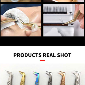 Pince à épiler haute précision pour extensions de cils, en acier inoxydable antidérapant, pour volume, avec logo personnalisé, antistatique, pour salon - Product Image 3