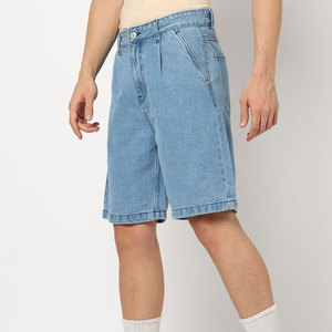 Shorts en jean pour homme en tissu extensible et flexible, finition délavée, prêts pour l'extérieur, décontractés - Product Image 2